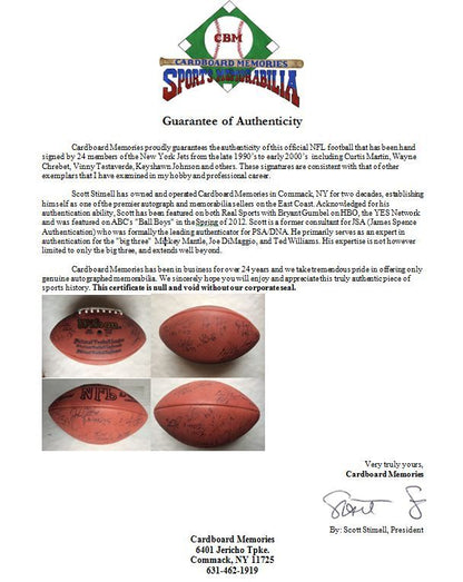 New York Jets signed official NFL football 24 auto Curtis Martin Chrebet CBM COA