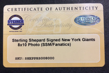 Sterling Shepard signed 8x10 photo framed Giants coin Rookie auto Steiner COA
