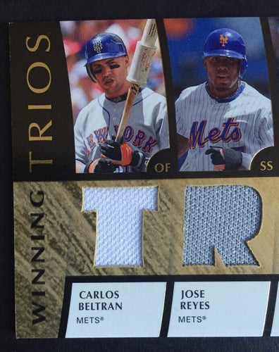 2008 Ud Spx Winning Trios Triple Worn Jersey Mets Beltran Jose Reyes Delgado /25