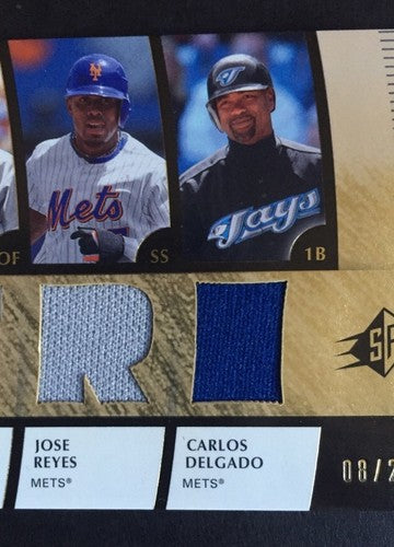 2008 Ud Spx Winning Trios Triple Worn Jersey Mets Beltran Jose Reyes Delgado /25