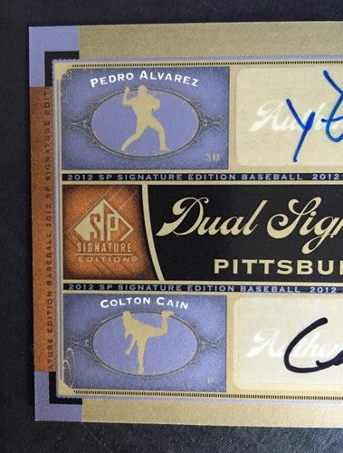 Pedro ALVAREZ & Colton Cain Pirates 2012 SP Signature Edition DUAL AUTO Mint