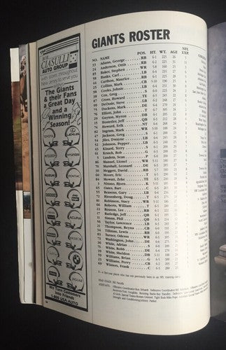 Ny Giants Vs Rams 1989 Playoffs Pro Gameday Program Jan 7 1990