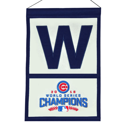 Chicago Cubs 2016 World Series Champions Win W PATCH banner 12x18 Felt