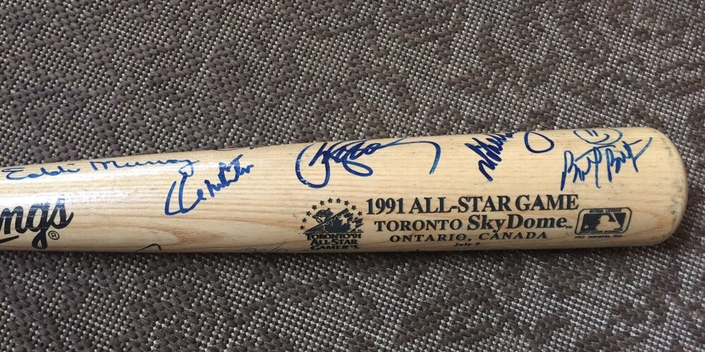 1991 All Star Game Signed Bat Kirby Puckett Cal Ripken Mvp 20 Auto Jsa Coa