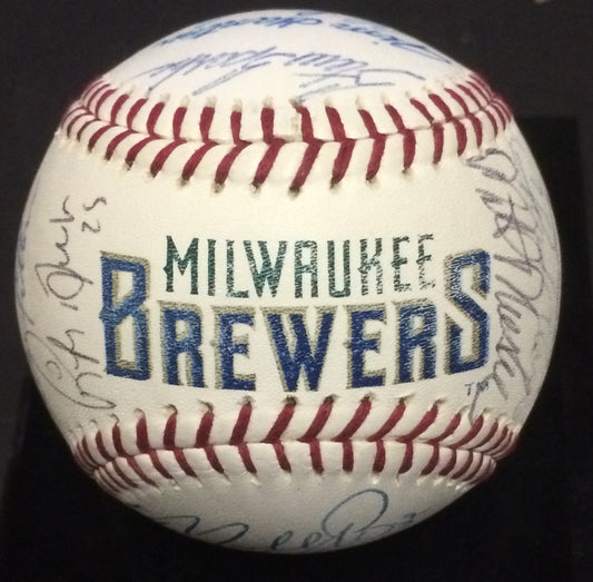 1996 Milwaukee Brewers team signed baseball 22 auto Greg Vaughn CBM COA