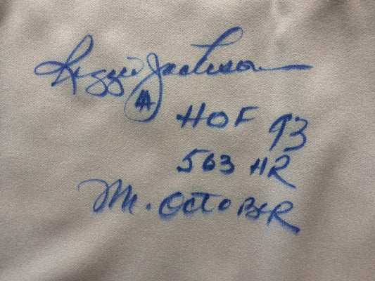 Reggie Jackson signed Yankees Auth stat jersey HOF Mr October 563 Hr Auto Rj COA