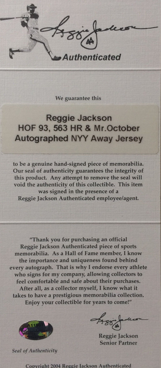 Reggie Jackson signed Yankees Auth stat jersey HOF Mr October 563 Hr Auto Rj COA