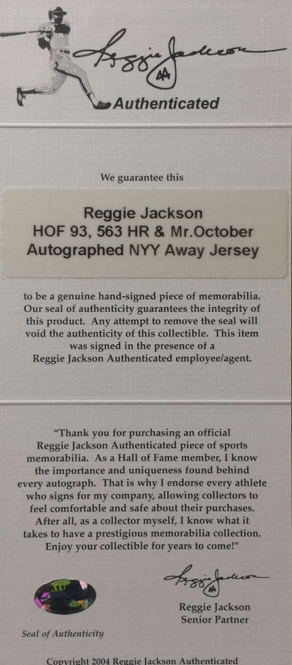 Reggie Jackson signed Yankees Auth stat jersey HOF Mr October 563 Hr Auto Rj COA