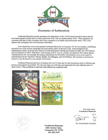 Derek Jeter signed american Flag framed Canvas aac holo coa le /25 autograph