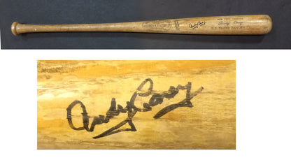Andy Carey Signed 1973 Game used  Yankees Old Timers Day bat autograph CBM COA