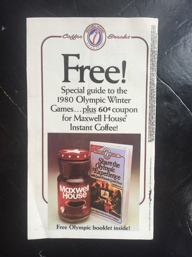 Maxwell House Coffee 1980 Usa Olympic Program Guide Rare Gold Hockey Team