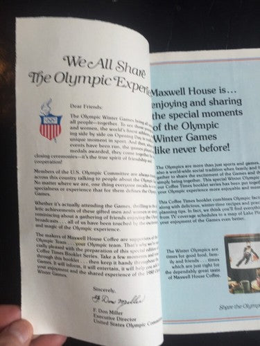 Maxwell House Coffee 1980 Usa Olympic Program Guide Rare Gold Hockey Team