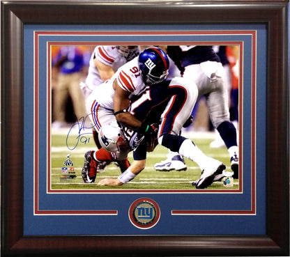 Justin Tuck Giants signed 16x20 photo Framed Super Bowl Sack Auto Tom Brady JSA