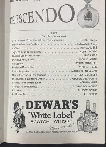 Irma La Douce Alvin Theatre Playbill 1961 Elliott Gould W/ Ticket Elizabeth Seal