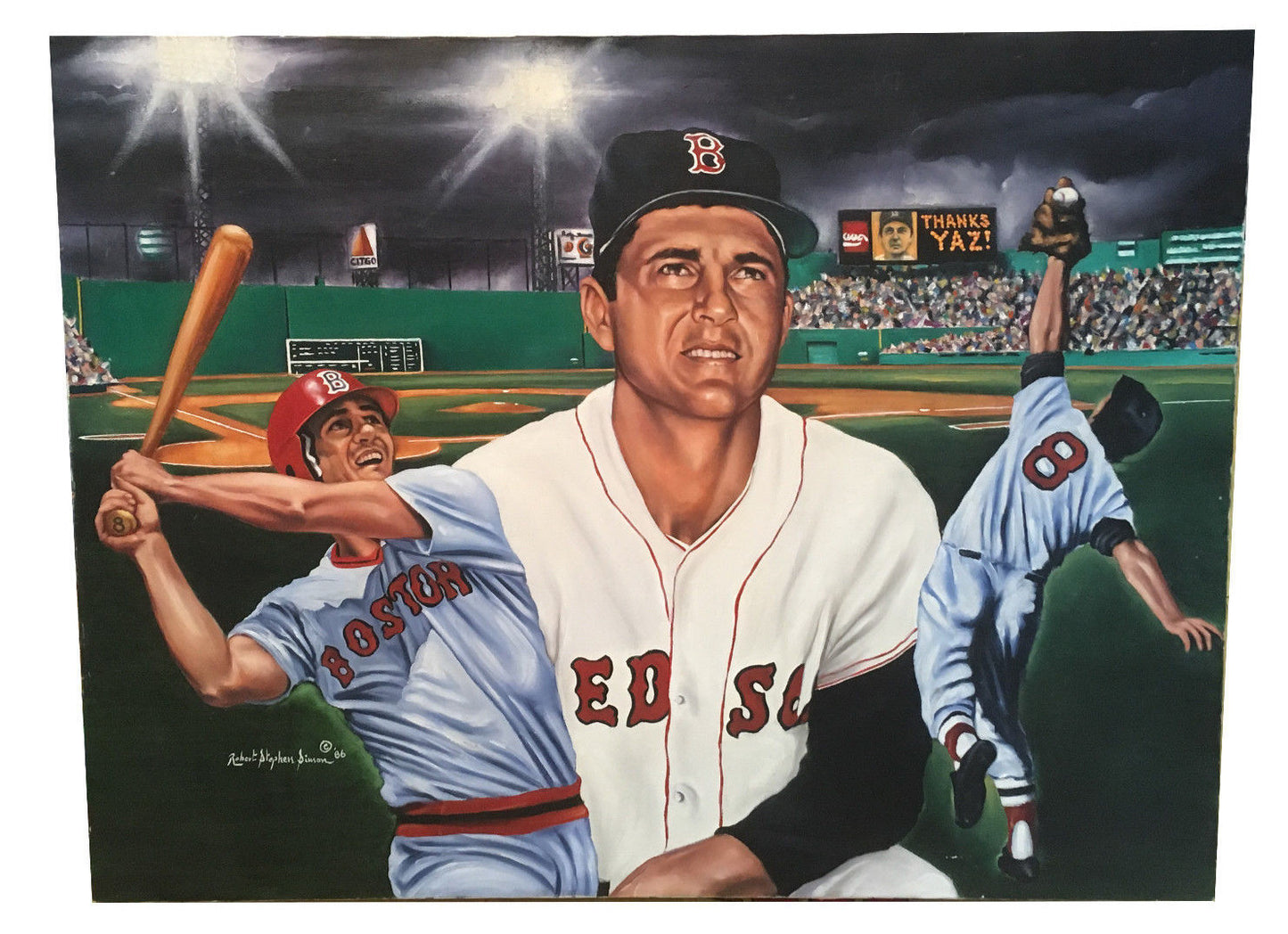 Robert Stephen Simon Original Oil Painting Canvas Carl Yastrzemski 1/1 Coa