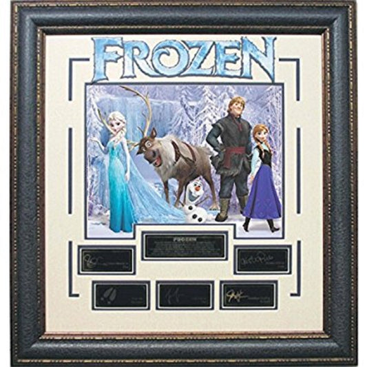 Disney Frozen cast facsimile signed Photo Collage Elsa Anna framed 24x26