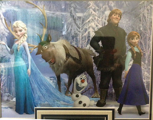 Disney Frozen cast facsimile signed Photo Collage Elsa Anna framed 24x26