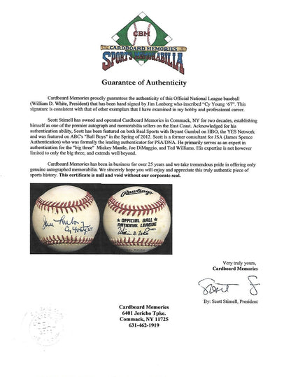 Jim Lonborg Red Sox signed official NL Baseball Cy Young 67 autograph cbm COA