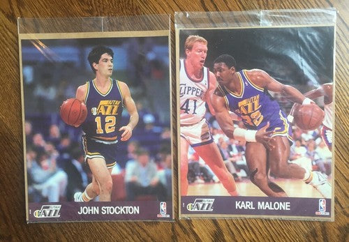 1990 NBA Hoops 8x10 Photo John Stockton & Karl Malone Photos Utah Jazz Hof Combo