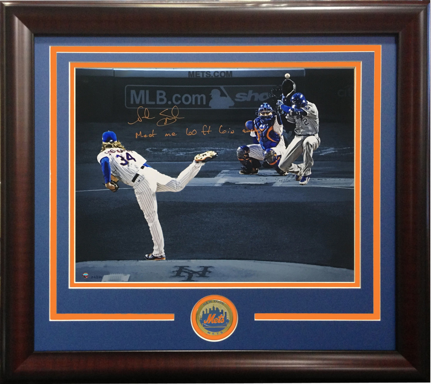 Noah Syndergaard signed meet me 60 ft 16x20 WS photo framed auto /100 Steiner