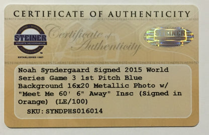 Noah Syndergaard signed meet me 60 ft 16x20 photo framed auto 34/100 1/1 Steiner