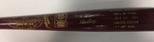 1961 Hall Of Fame Commemorative LS Engraved Auto HOF Bat Max Carey Le/500 Mt