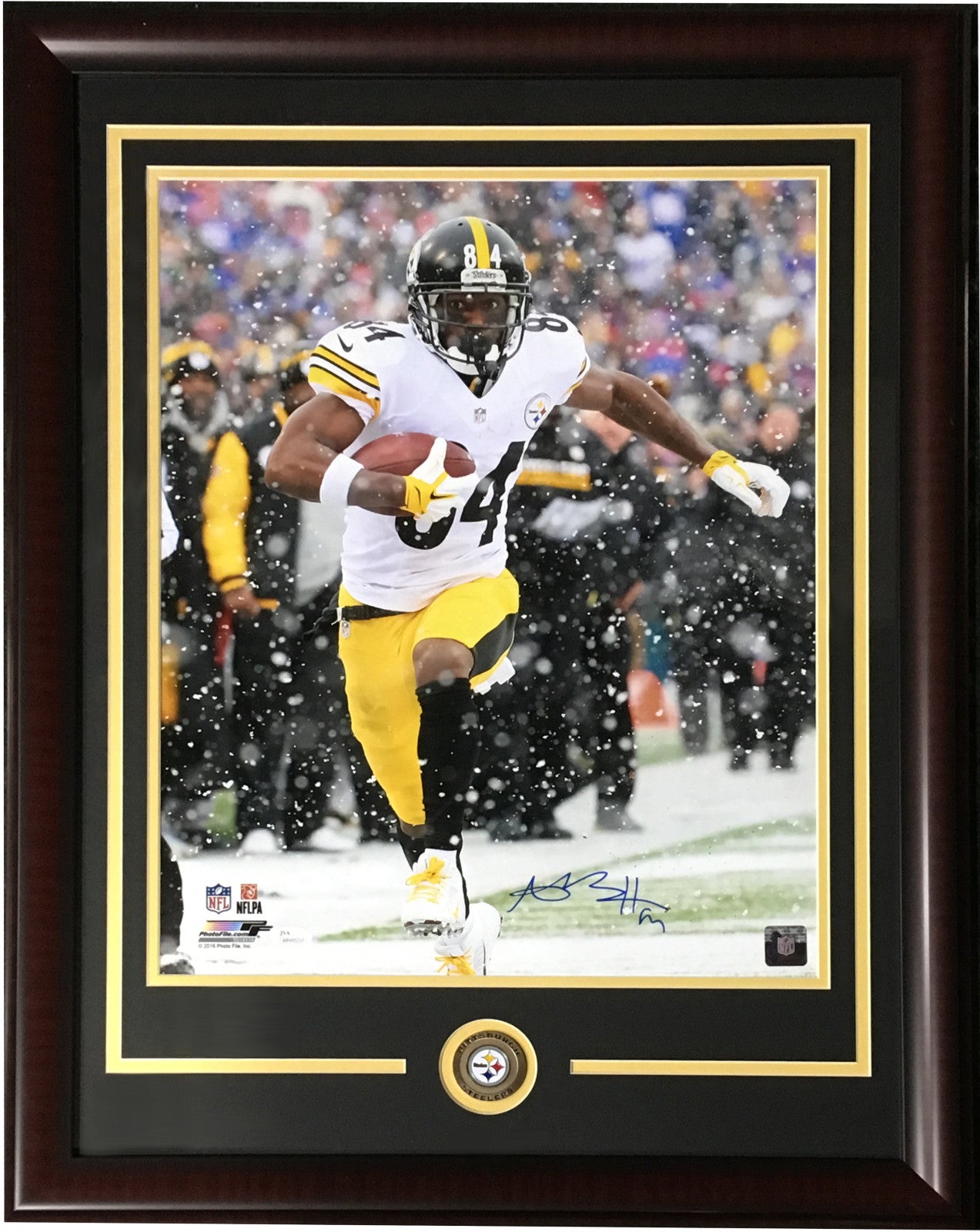 Antonio Brown signed 16x20 snow photo framed Steelers coin autograph JSA COA