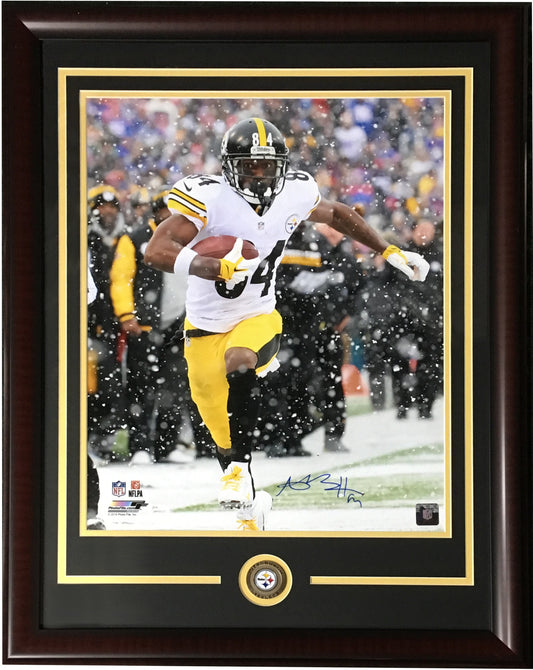 Antonio Brown signed 16x20 snow photo framed Steelers coin autograph JSA COA