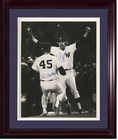 Jim Beattie & Jim Spencer Yankees signed 11x14 1978 Celebration framed auto COA