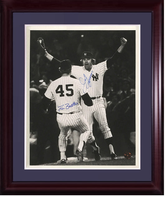 Jim Beattie & Jim Spencer Yankees signed 11x14 1978 Celebration framed auto COA