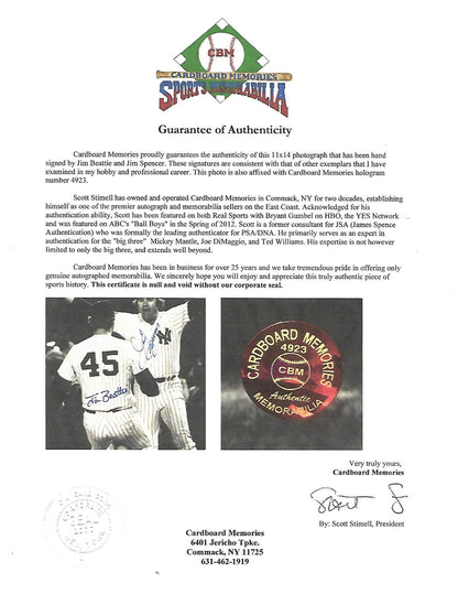 Jim Beattie & Jim Spencer Yankees signed 11x14 1978 Celebration framed auto COA