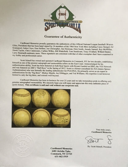 1964 NY Mets 1st team at Shea signed NL baseball 24 auto Casey Stengel CBM COA