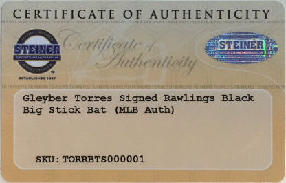 Gleyber Torres signed Rawlings Pro baseball bat Yankees rookie auto Steiner COA