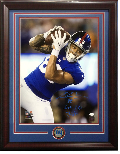 Evan Engram signed 16x20 photo framed Giants rookie 1st Td Auto JSA Coa Jaguars