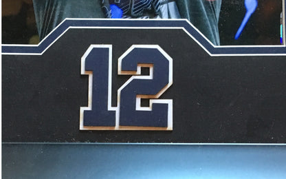 Tom Brady Patriots GOAT Trophy photo 5 ticket patch collage framed SB 51 MVP