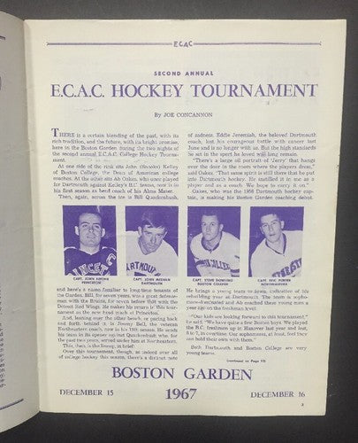 1967 ECAC HOCKEY Tournament Program BOSTON GARDEN Boston College Princeton