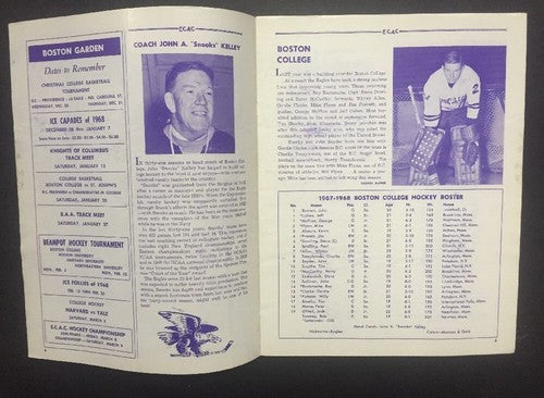 1967 ECAC HOCKEY Tournament Program BOSTON GARDEN Boston College Princeton