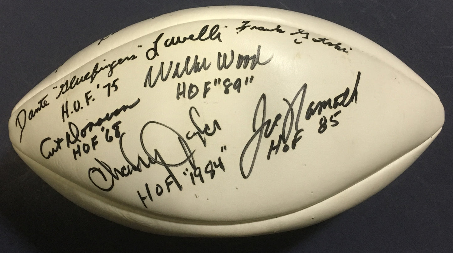 NFL Hall of Fame signed 12 auto football Joe Namath Weeb Ewbank ins HOF CBM COA