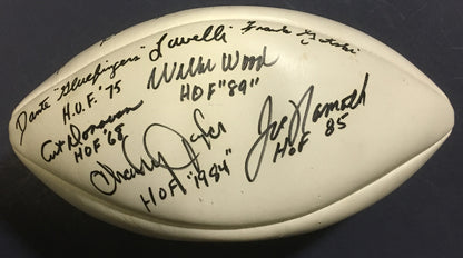 NFL Hall of Fame signed 12 auto football Joe Namath Weeb Ewbank ins HOF CBM COA