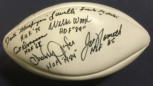 NFL Hall of Fame signed 12 auto football Joe Namath Weeb Ewbank ins HOF CBM COA