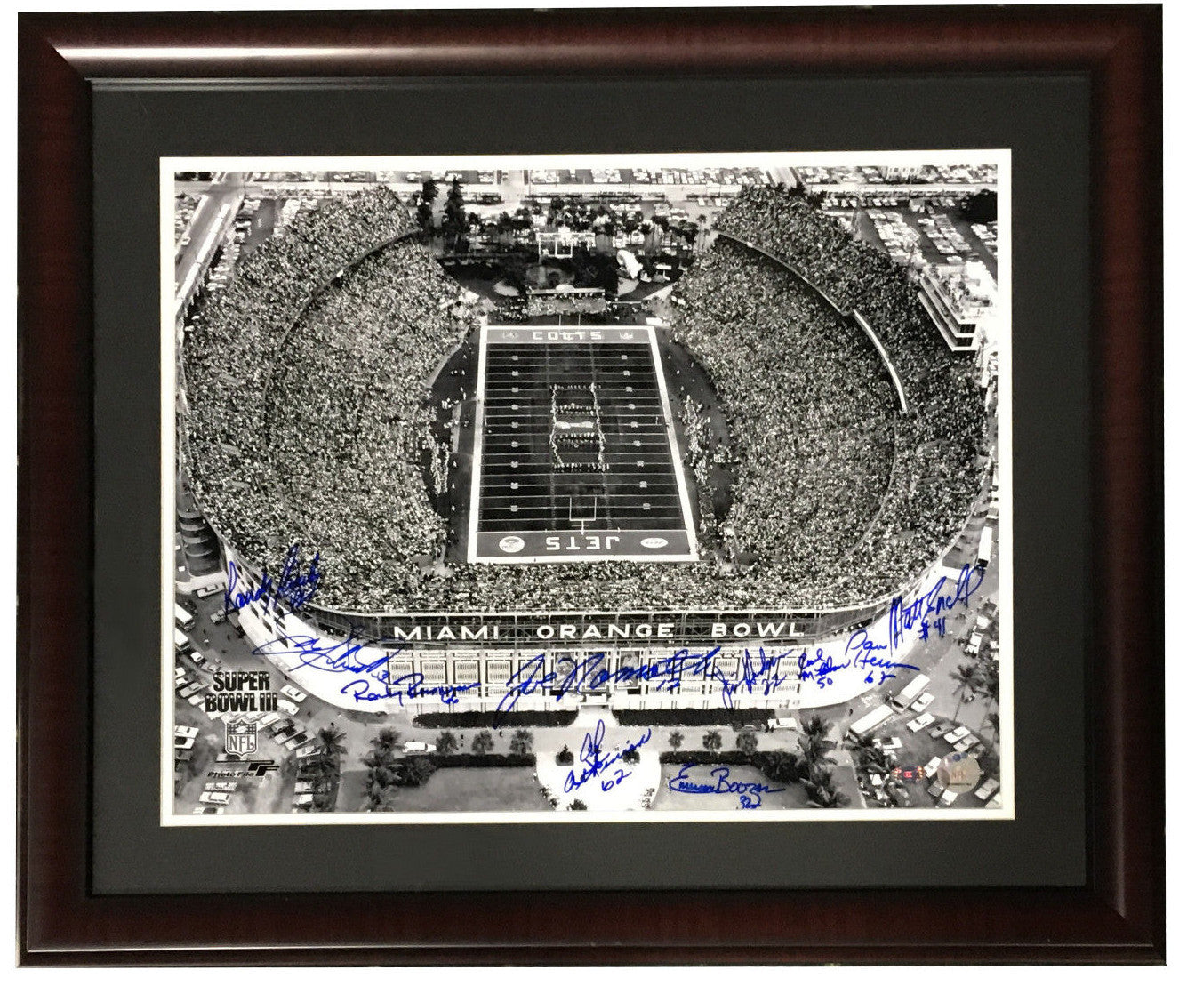 1969 NY Jets Team signed 16x20 Orange Bowl photo framed Joe Namath Auto Steiner