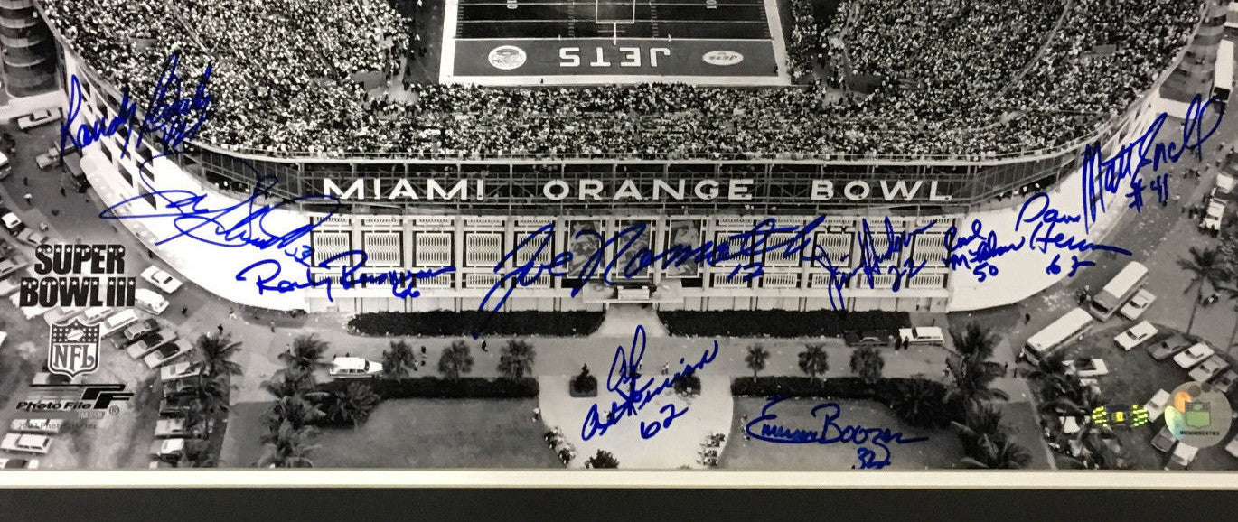 1969 NY Jets Team signed 16x20 Orange Bowl photo framed Joe Namath Auto Steiner