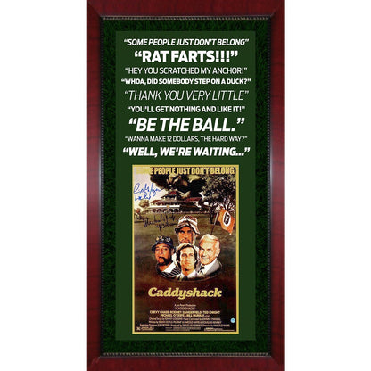 Michael O'Keefe Cindy Morgan signed CaddyShack poster framed 2 auto Steiner COA