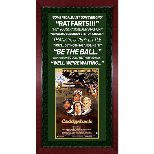 Michael O'Keefe Cindy Morgan signed CaddyShack poster framed 2 auto Steiner COA