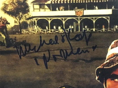Michael O'Keefe Cindy Morgan signed CaddyShack poster framed 2 auto Steiner COA