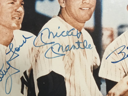 Mickey Mantle Whitey Ford Billy Martin signed 11x14 photo framed 3 auto steiner
