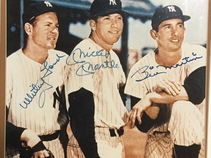 Mickey Mantle Whitey Ford Billy Martin signed 11x14 photo framed 3 auto steiner