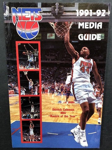 1991-92 Basketball New Jersey Nets Official Media Guide Derrick Coleman NBA ROTY