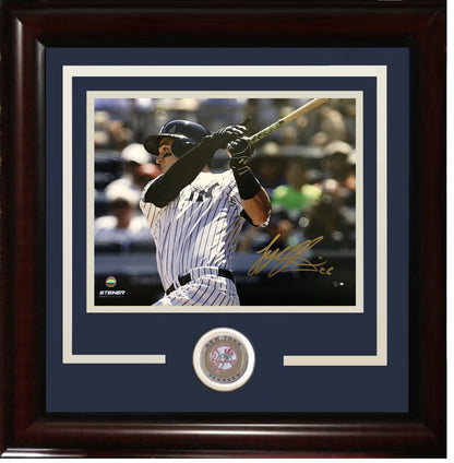 Tyler Austin signed 8x10 1st AB HR photo framed yankees rookie auto coin Steiner