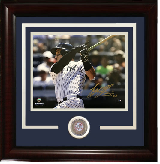 Tyler Austin signed 8x10 1st AB HR photo framed yankees rookie auto coin Steiner